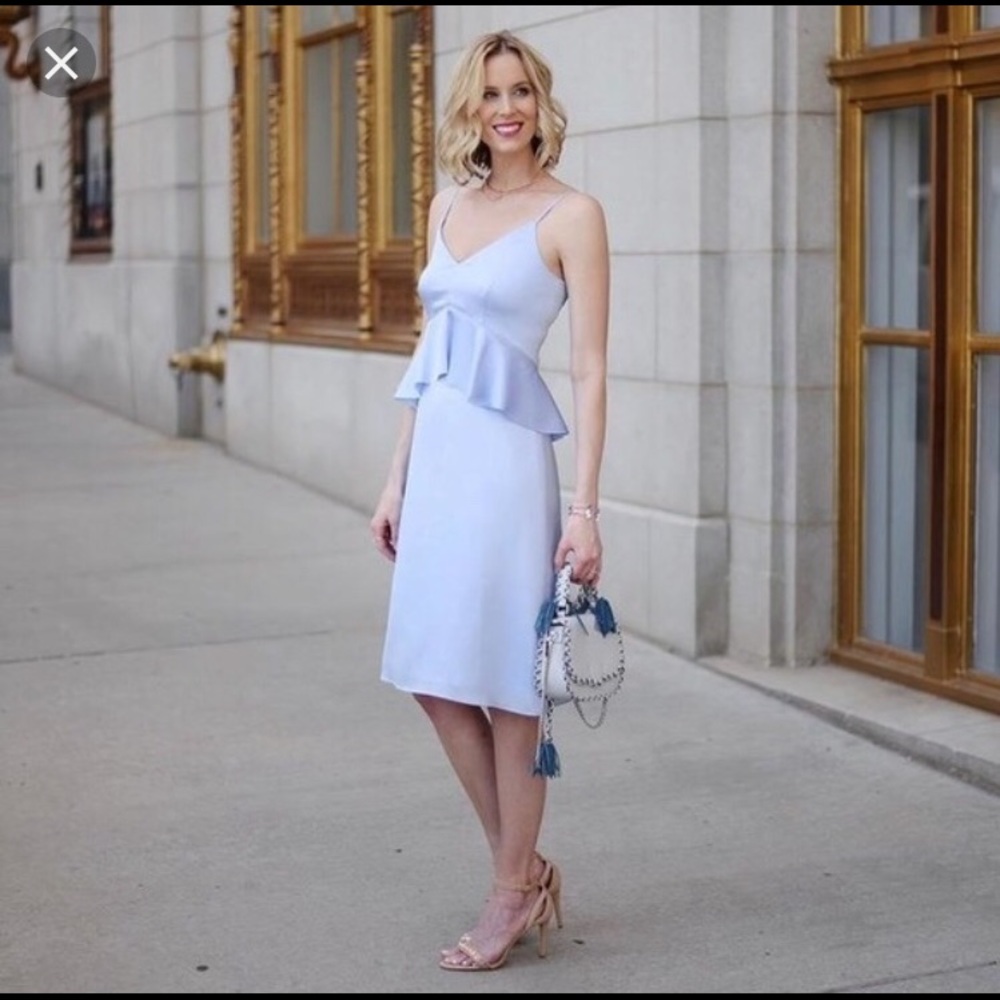 BNWT baby blue silky peplum dress